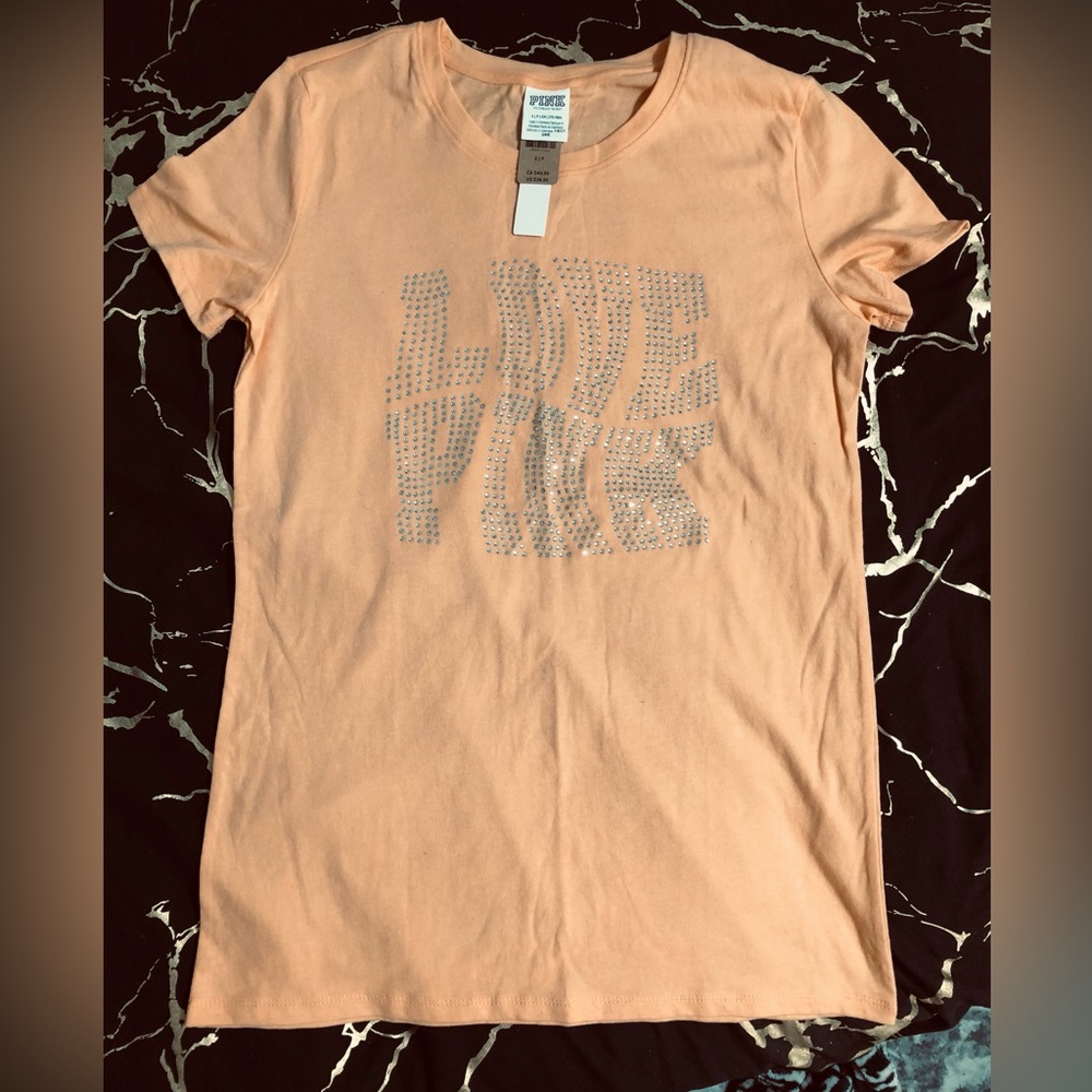Victoria's Secret Peach Tee with Silver Graphic